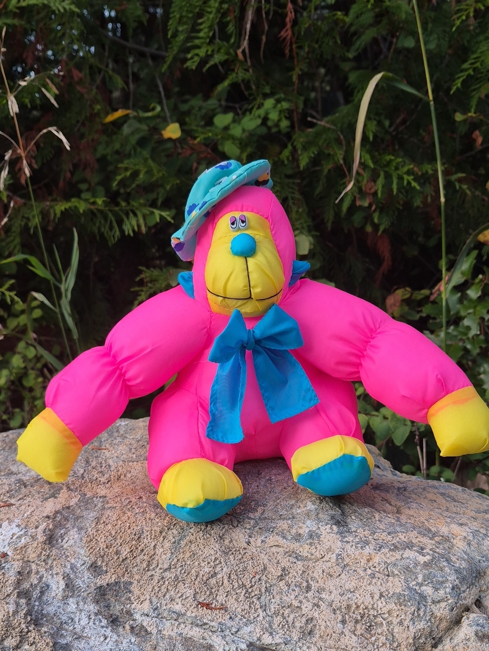 Vintage Puffy Nylon Neon Monkey Plush